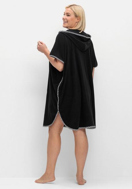 sheego Bade-Poncho mit Kapuze, aus Frottee - schwarz sheego Discount Store für neue Produkte