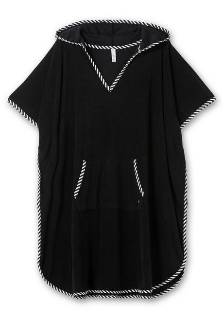 sheego Bade-Poncho mit Kapuze, aus Frottee - schwarz sheego Discount Store für neue Produkte