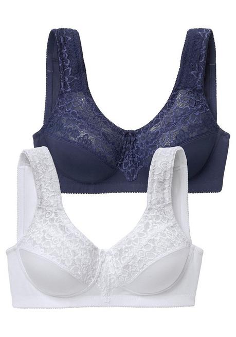 PETITE FLEUR Doppelpack Entlastungs-BHs mit Spitze - blau+weiß sheego Kostenloser Versand international