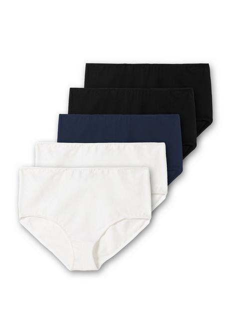 sheego 5er-Pack Taillenslips mit hohem Beinausschnitt - schwarz+weiß+marine sheego Speichern exportieren