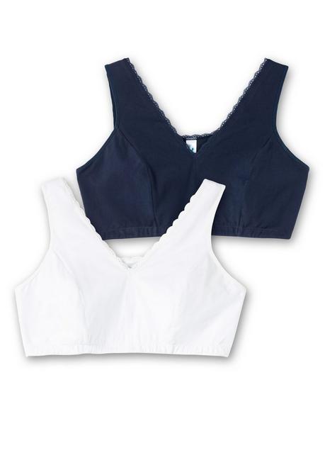 sheego Doppelpack Bustiers mit Spitzenbesatz - marine+weiß sheego zollfrei