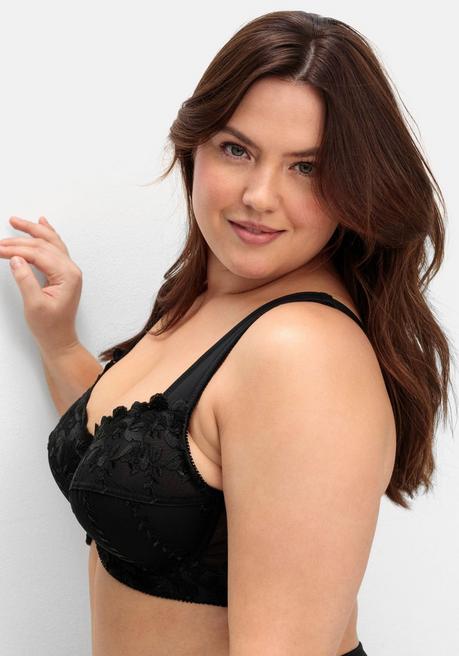 sheego Spitzen-BH mit Bügeln und wattierten Cups - schwarz sheego 50% Rabatt für begrenzte Zeit