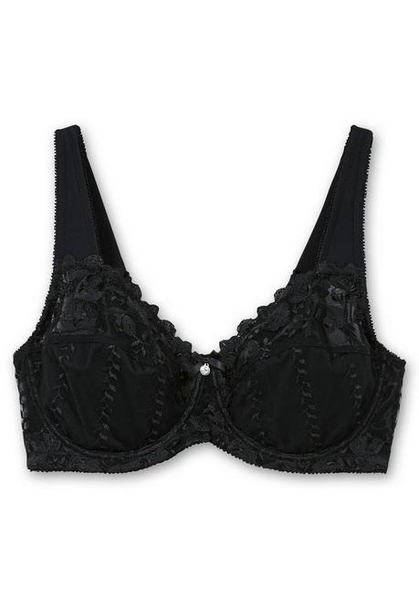 sheego Spitzen-BH mit Bügeln und wattierten Cups - schwarz sheego 50% Rabatt für begrenzte Zeit