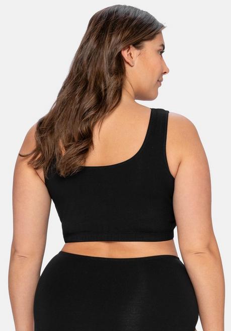 sheego BH ohne Bügel in Bustier-Form, mit Spitzenborte - schwarz sheego Schlussverkauf