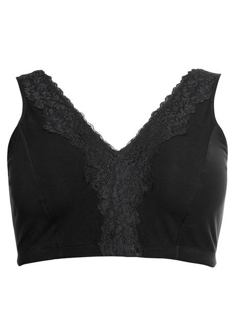 sheego BH ohne Bügel in Bustier-Form, mit Spitzenborte - schwarz sheego Schlussverkauf
