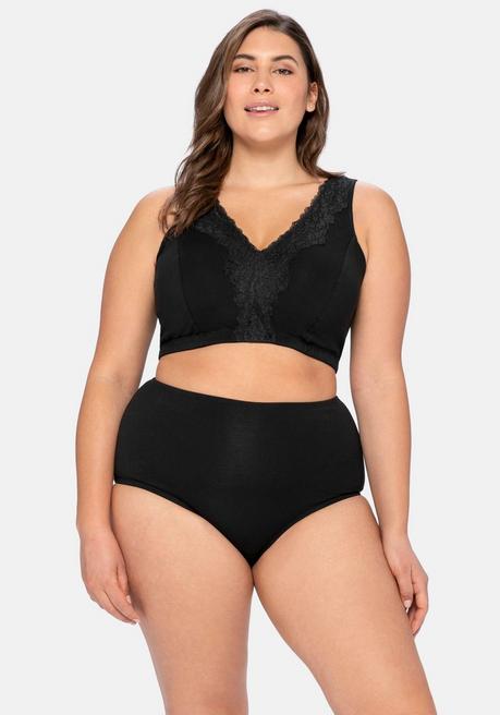 sheego BH ohne Bügel in Bustier-Form, mit Spitzenborte - schwarz sheego Schlussverkauf