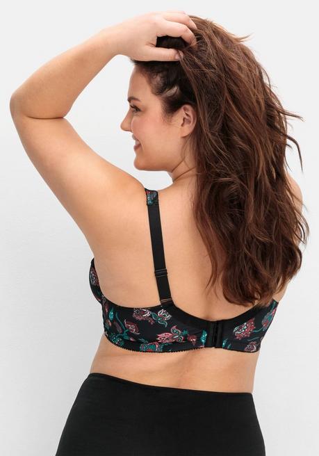 sheego Bügel-BH mit Paisleydruck und Spitze - schwarz bedruckt sheego Fabrik Onlineshop