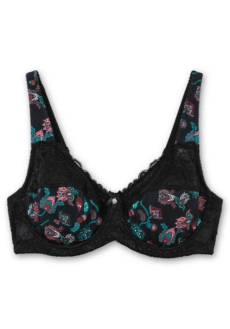 sheego Bügel-BH mit Paisleydruck und Spitze - schwarz bedruckt sheego Fabrik Onlineshop