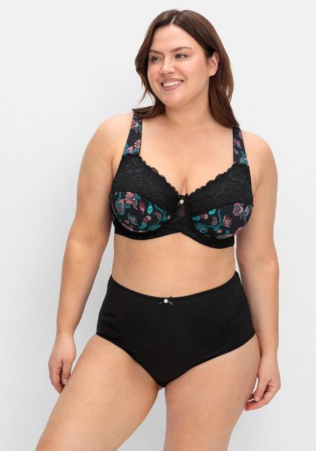sheego Bügel-BH mit Paisleydruck und Spitze - schwarz bedruckt sheego Fabrik Onlineshop