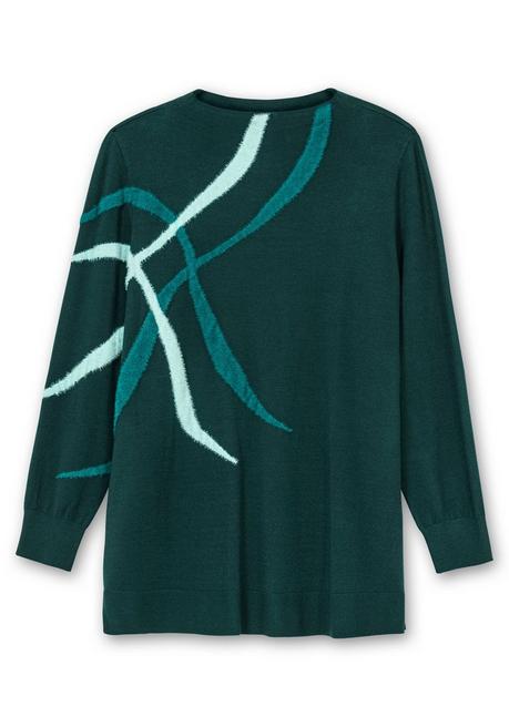 sheego Pullover mit Flauschgarn-Intarsien - tiefgrün gemustert sheego Saisonschlussverkauf