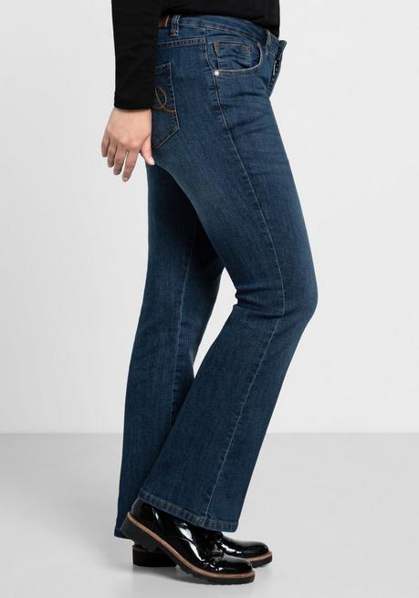 sheego Bootcut-Jeans in 5-Pocket-Form, mit Used-Effekten - dark blue Denim sheego Muttertagsangebot