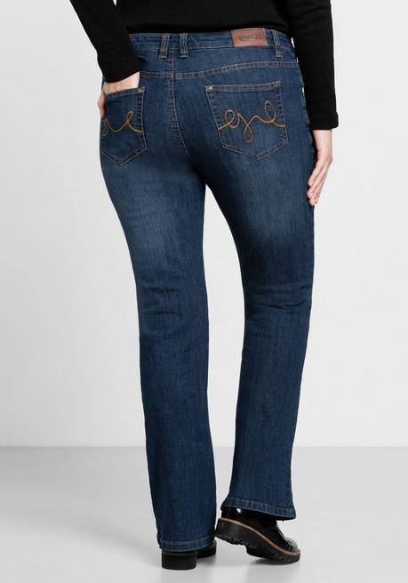 sheego Bootcut-Jeans in 5-Pocket-Form, mit Used-Effekten - dark blue Denim sheego Muttertagsangebot