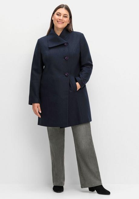 sheego Kurzmantel mit asymmetrischem Kragen - tiefblau sheego Vatertagsangebot