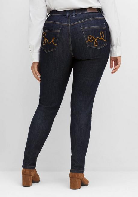 sheego Schmale Jeans mit Kontrastnähten - blue black Denim sheego Riesige Rabatte
