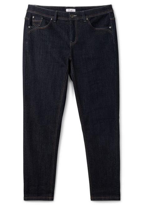 sheego Schmale Jeans mit Kontrastnähten - blue black Denim sheego Riesige Rabatte