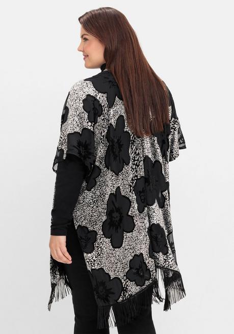 sheego by Joe Browns Cape im Kimonostil mit Samt- und Ausbrennerdetails - schwarz-silberfarben sheego 2025