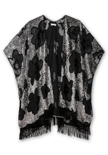 sheego by Joe Browns Cape im Kimonostil mit Samt- und Ausbrennerdetails - schwarz-silberfarben sheego 2025
