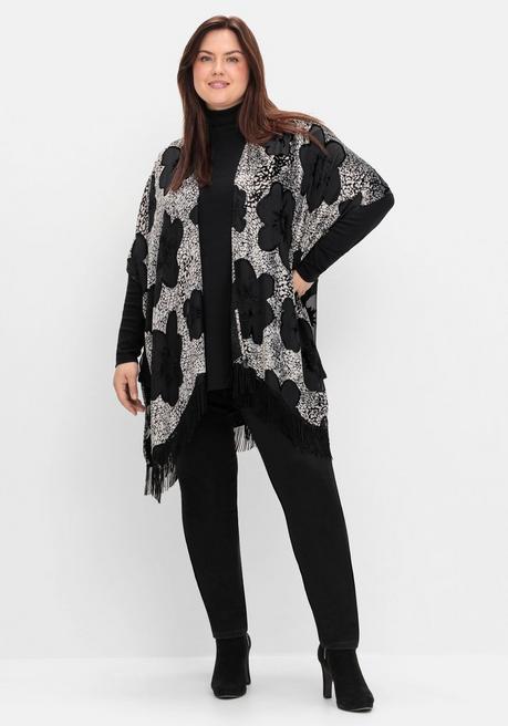 sheego by Joe Browns Cape im Kimonostil mit Samt- und Ausbrennerdetails - schwarz-silberfarben sheego 2025