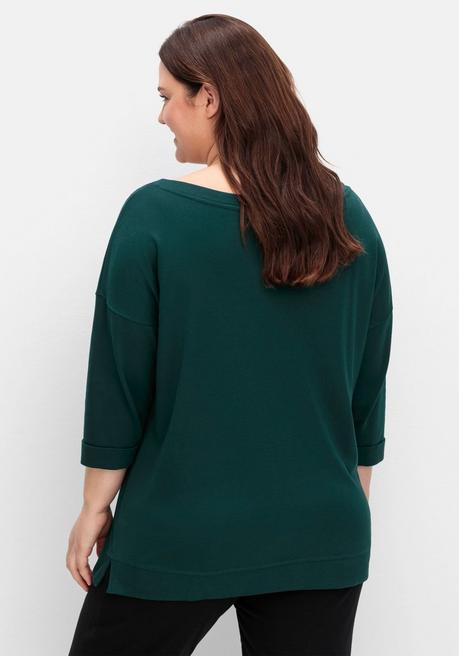 sheego Oversized-Shirt mit Bindebändchen - tiefgrün sheego Outlet