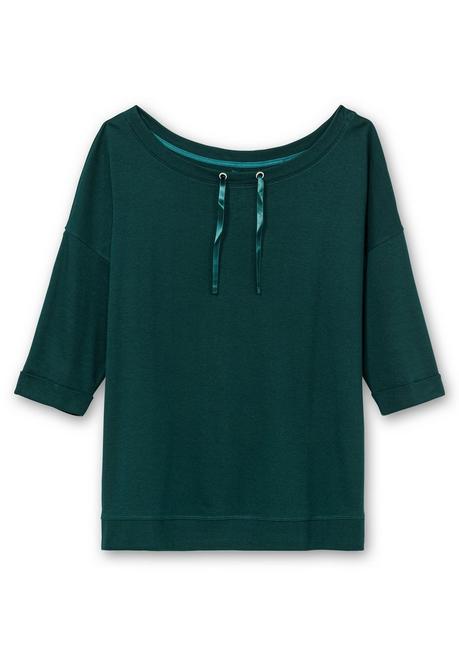 sheego Oversized-Shirt mit Bindebändchen - tiefgrün sheego Outlet