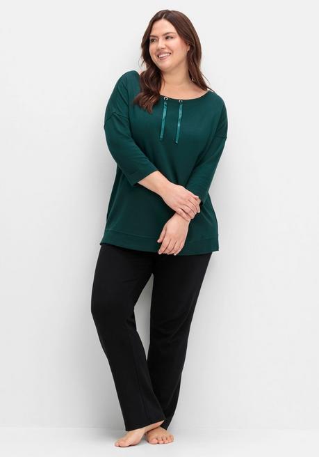 sheego Oversized-Shirt mit Bindebändchen - tiefgrün sheego Outlet