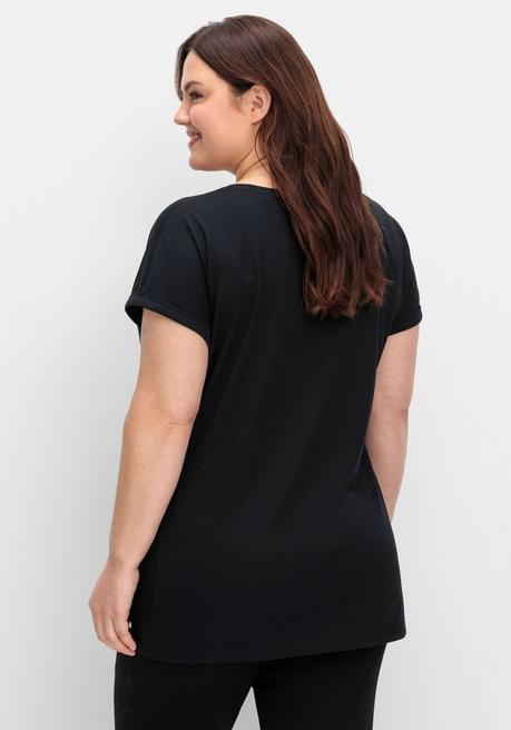 sheego Oversize-Shirt in Colourblocking-Optik - tiefgrün sheego Auslauf