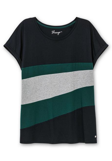 sheego Oversize-Shirt in Colourblocking-Optik - tiefgrün sheego Auslauf