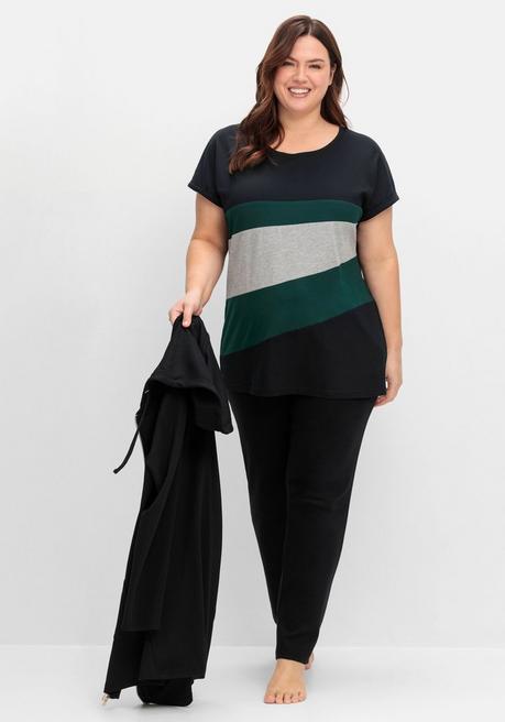 sheego Oversize-Shirt in Colourblocking-Optik - tiefgrün sheego Auslauf