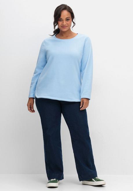 sheego Fleeceshirt mit abgerundetem Saum - eisblau sheego Schlussverkauf