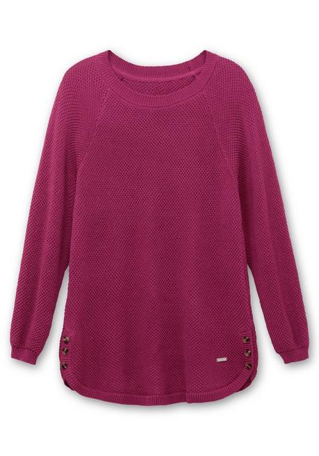 sheego Pullover im Strukturstrick, mit Zierknöpfen seitlich - magenta sheego Meist gekauft