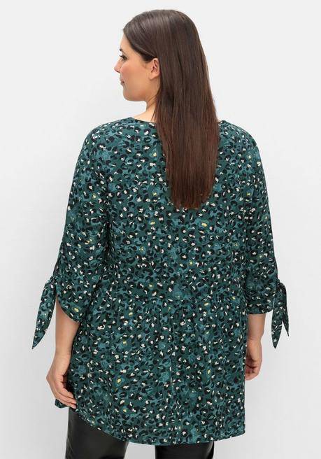 sheego Weit schwingende Tunika mit Alloverprint - tiefgrün gemustert sheego Fabrikpreis