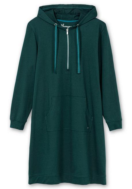 sheego Kniefreies Kapuzensweatkleid mit Kängurutasche - tiefgrün sheego Sonderangebot