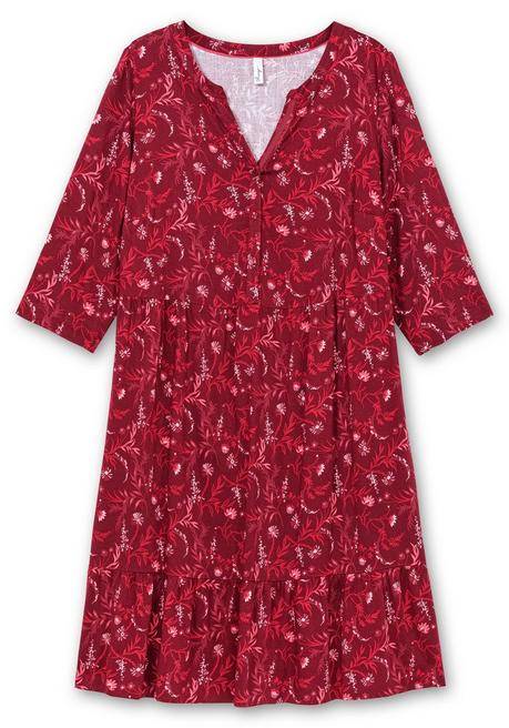 sheego Hängerkleid in leichter A-Linie, mit 3/4-Ärmeln - dunkelrot gemustert sheego Rabatt