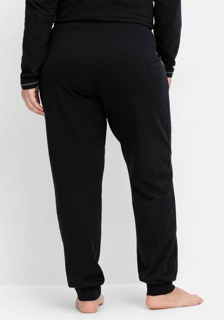 sheego Lange Schlafhose mit schmalem Bein und Kontrastdetails - schwarz sheego Versandkostenfrei