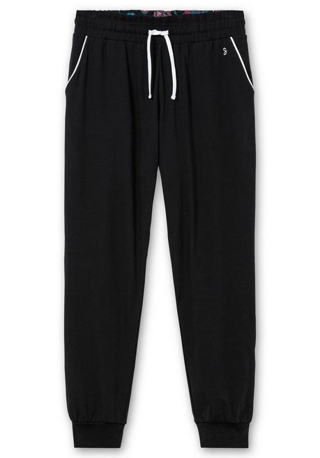 sheego Lange Schlafhose mit schmalem Bein und Kontrastdetails - schwarz sheego Versandkostenfrei