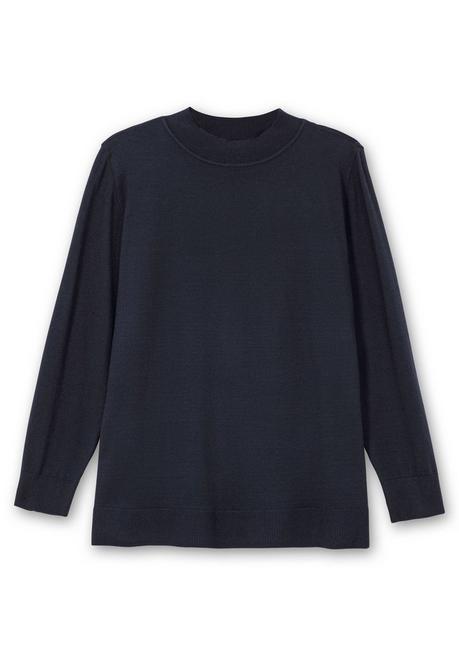 sheego Pullover mit geripptem Stehkragen - tiefblau sheego Begrenztes Angebot