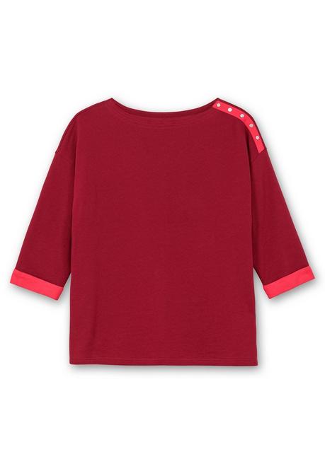 sheego Sweatshirt mit Zierknöpfen und Kontrastdetails - dunkelrot sheego Online Shopping