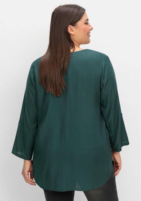 sheego Tunika mit V-Ausschnitt, in strukturierter Optik - tiefgrün sheego Preisnachlass