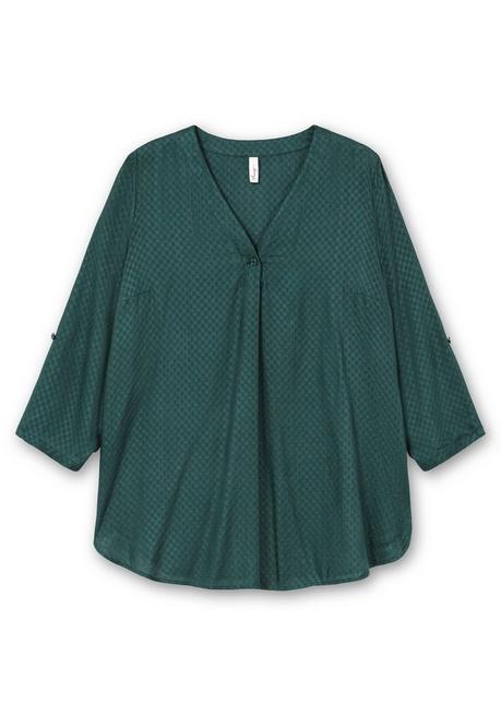 sheego Tunika mit V-Ausschnitt, in strukturierter Optik - tiefgrün sheego Preisnachlass