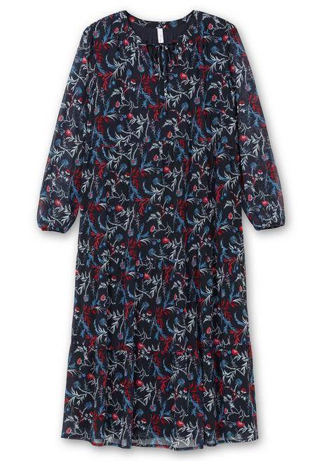 sheego Chiffonkleid in Maxilänge, mit Alloverprint - tiefblau gemustert sheego Saisonschlussverkauf