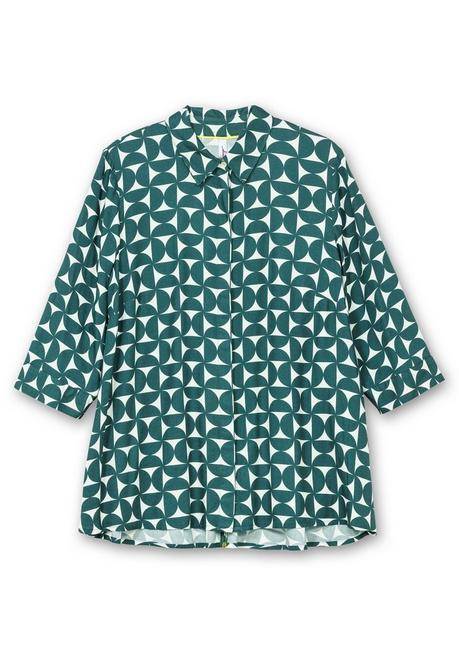 sheego Bedruckte Bluse in schwingender A-Linie - tiefgrün gemustert sheego Cyber Monday