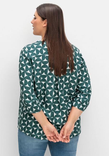 sheego Tunika mit Grafikprint und 3/4-Ärmel - tiefgrün gemustert sheego Weihnachtsangebot