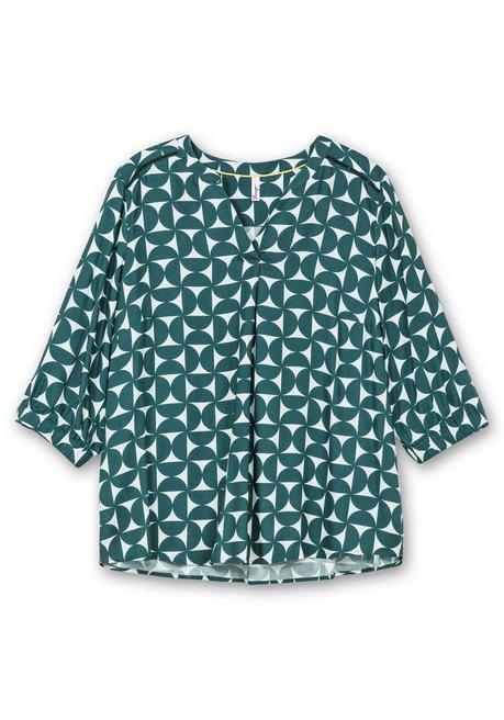sheego Tunika mit Grafikprint und 3/4-Ärmel - tiefgrün gemustert sheego Weihnachtsangebot