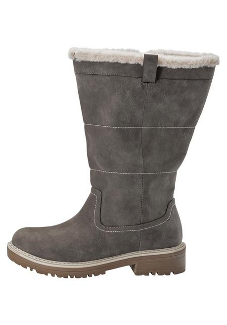 sheego Weitschaftstiefel in Veloursleder-Optik - taupe sheego Muttertagsangebot