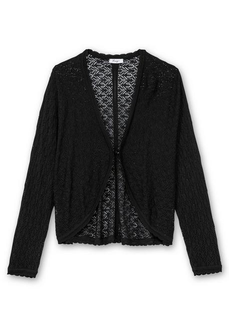 sheego Kurze Ajour-Strickjacke mit Knopfverschluss - schwarz sheego Vatertagsangebot