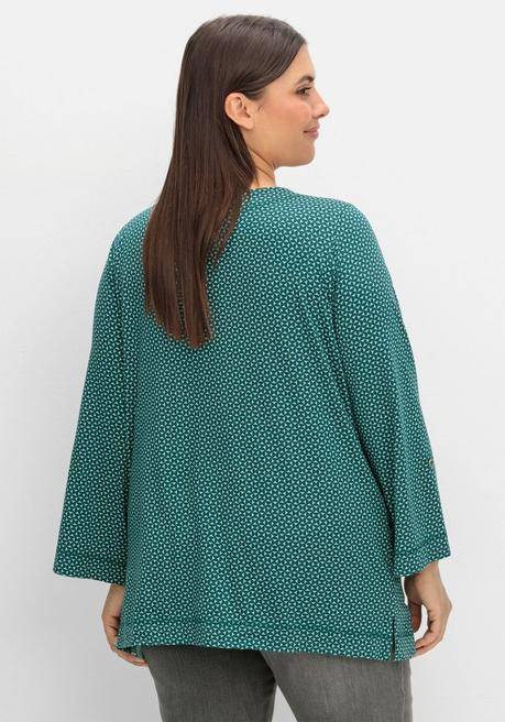 sheego 3/4-Arm-Shirt mit grafischem Minimaldruck - tiefgrün gemustert sheego Lagerräumung