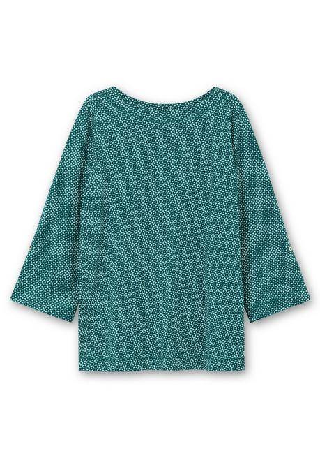 sheego 3/4-Arm-Shirt mit grafischem Minimaldruck - tiefgrün gemustert sheego Lagerräumung