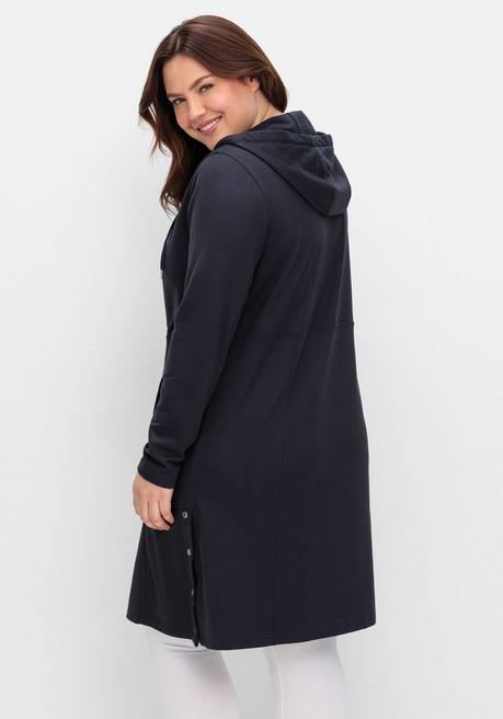 sheego Kapuzenkleid mit Seitenschlitzen und Knopfleiste - tiefblau sheego Top Angebot