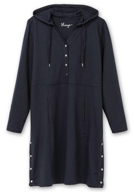 sheego Kapuzenkleid mit Seitenschlitzen und Knopfleiste - tiefblau sheego Top Angebot