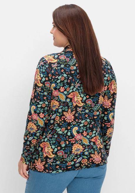 sheego by Joe Browns Langarmshirt mit Paisleyprint und Polokragen - schwarz gemustert sheego Neueste Mode